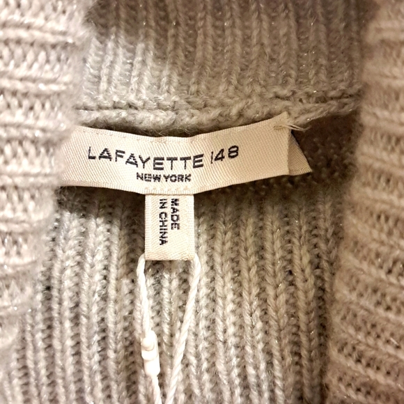 Lafayette 148 NWTs Genuine Mink Fur Cuff Cashmere Blend Sweater - Picture 6 of 12